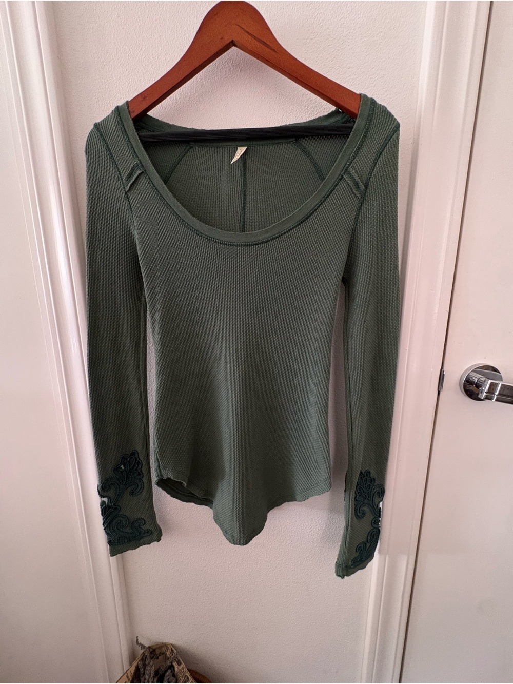 RARE Free People Olive Masquerade Scoop-Neck Thermal